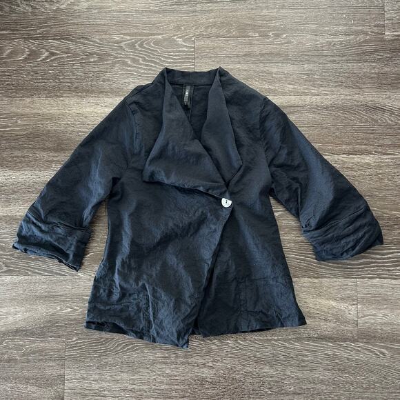 EUC Porto San Francisco Charcoal Black Asymmetric Jacket Size 2 / Medium Italian - Picture 5 of 14